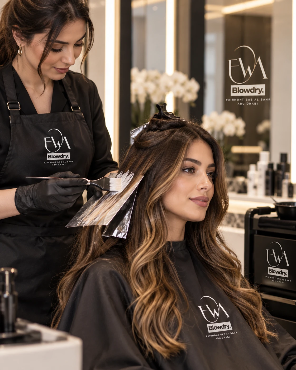 Hair colour application at EWA Blowdry